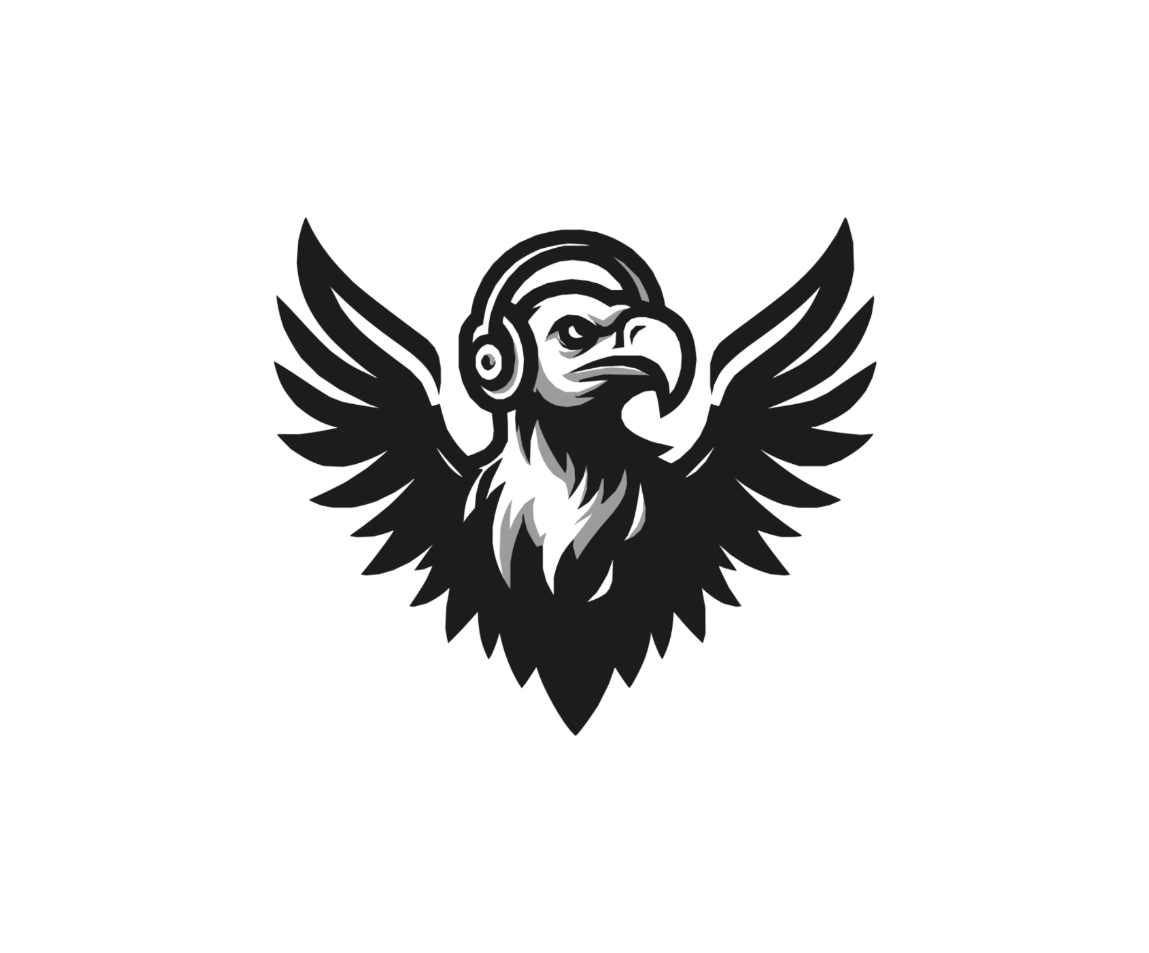 Vulturetone vulture wearing headphones